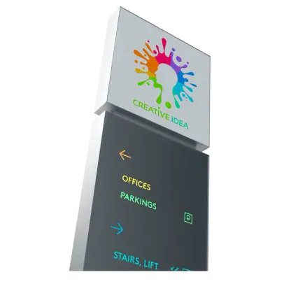 Werbepylon freistehend mit LED-Beleuchtung